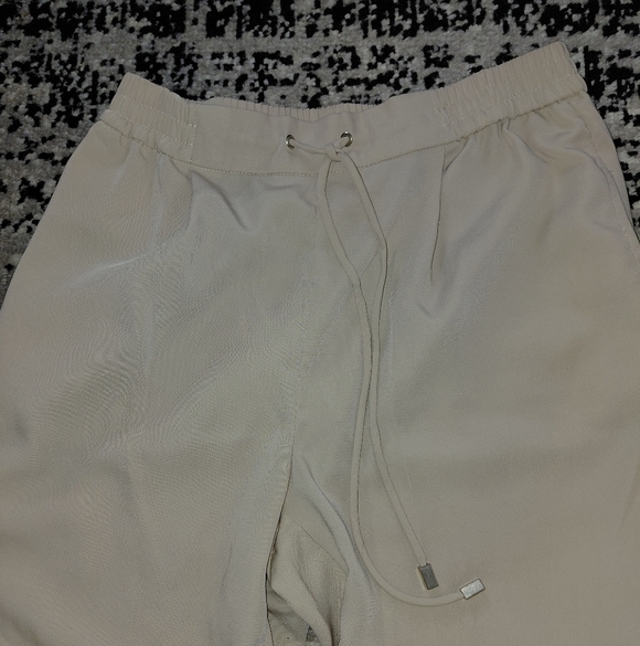 Zara High Waisted Beige Drawstring Pajama Style Ankle Pants XS - Picture 13 of 15